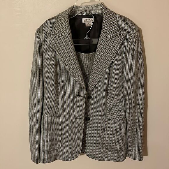 Michael Kors Brown Herringbone 2 Piece Suit Set - Picture 1 of 6